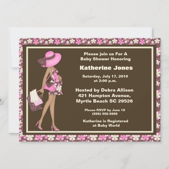 African American Mum to Be Baby Shower Invitation (Front)