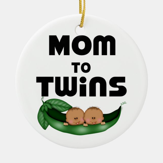 African American Mum to Twins Ceramic Tree Decoration (Front)