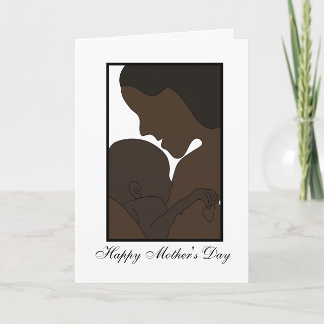 african american mum with new baby illustration card (Front)