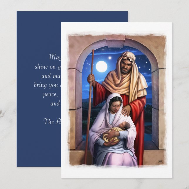African American Nativity Art Flat Christmas Cards (Front/Back)