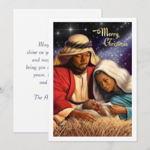 African American Nativity Art Flat Christmas Cards
