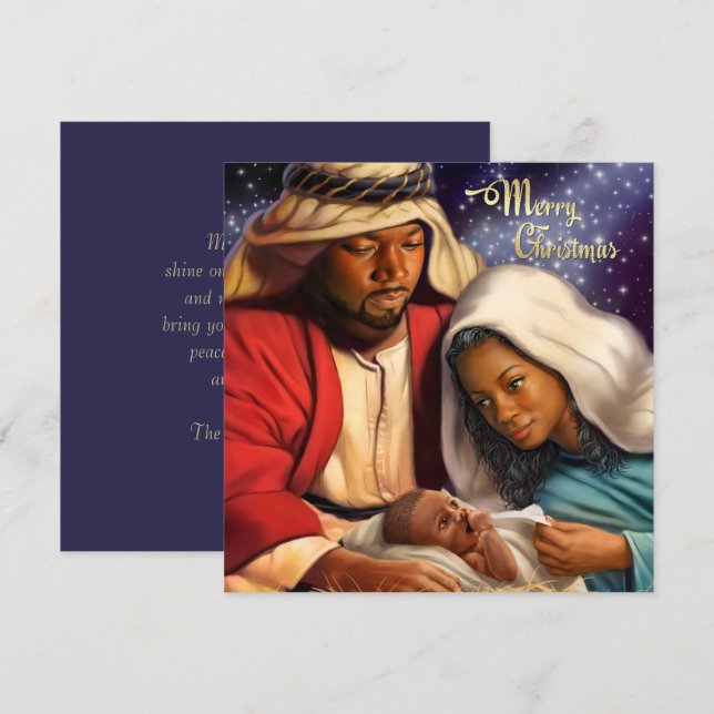African American Nativity Art Flat Christmas Cards (Front/Back)