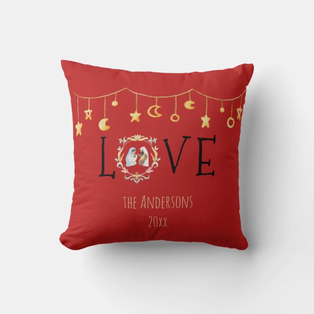 African American Nativity Christmas Card Cushion (Front)
