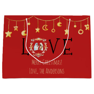 African American Nativity Christmas Card Large Gift Bag