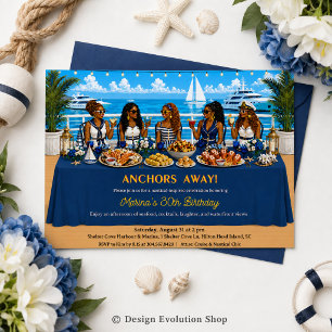 African American Nautical Cruise Brunch Table Invitation