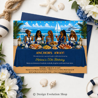 African American Nautical Cruise Brunch Table Invitation