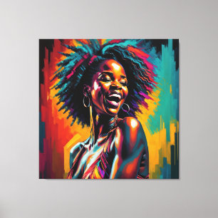 African American Neon Jazz Singer Canvas Print