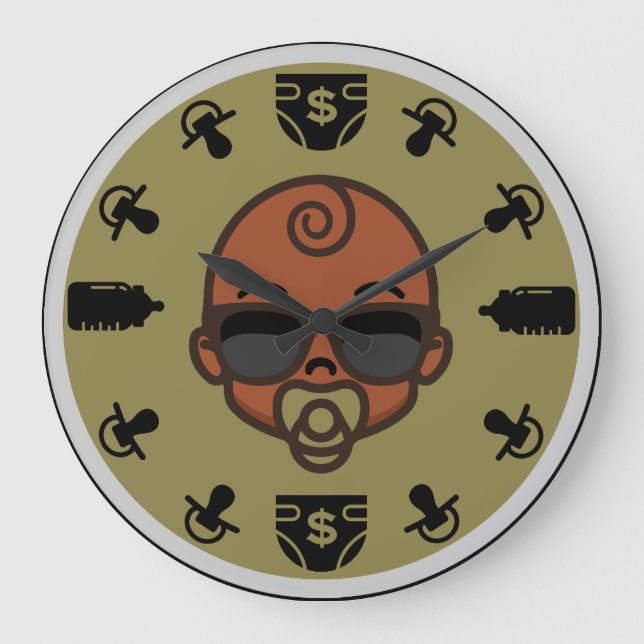 African American New Mummy Wrist Large Clock (Front)