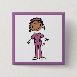 African American Nurse 15 Cm Square Badge