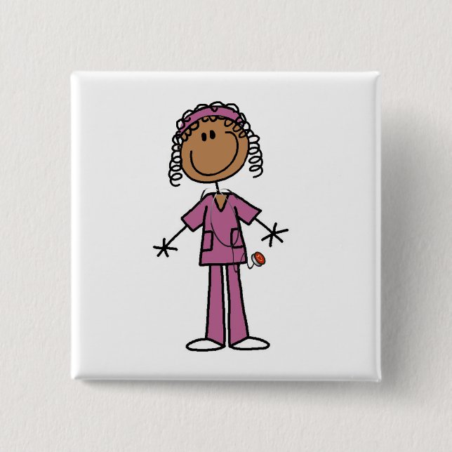 African American Nurse 15 Cm Square Badge (Front)