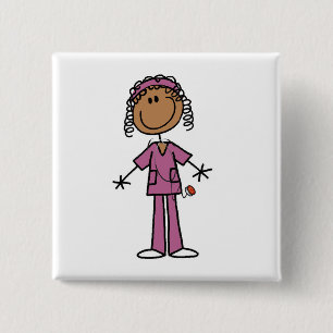 African American Nurse 15 Cm Square Badge