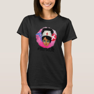 African American Nurse Afro Melanin Queen RN Black T-Shirt