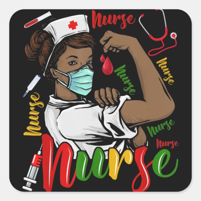 African American Nurse Black History Month Pride B Square Sticker (Front)