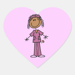 African American Nurse Heart Sticker