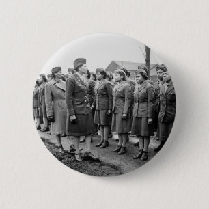 African American Office Inspects Troops 6 Cm Round Badge