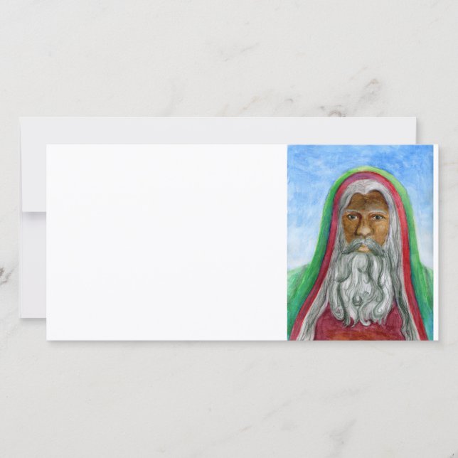 African American Old World Santa Holiday Card (Front)