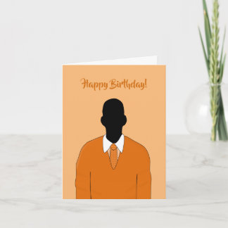 African American Orange Suit & Tie Male Birthday Card