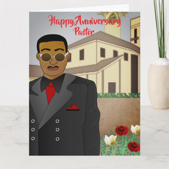 African American Pastor Church Anniversary Card (Front)