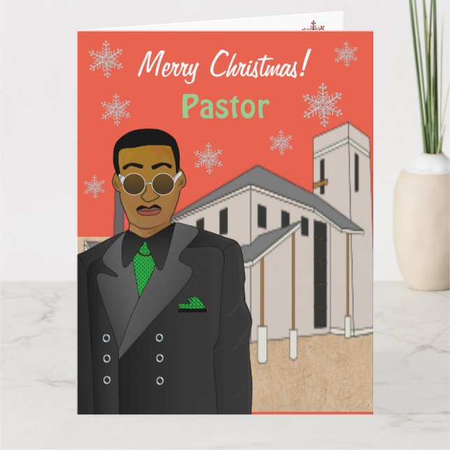 African American Pastor Church Merry Christmas Card (Front)