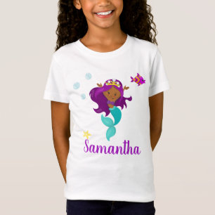 African American Personalised Mermaid Cute T-Shirt