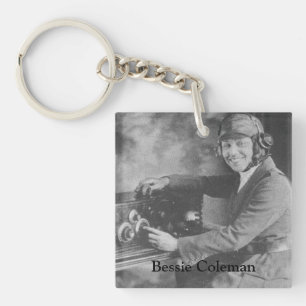African-American Pilot Bessie Coleman Photo Key Ring