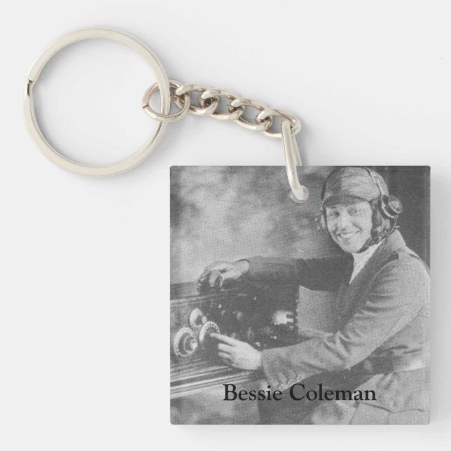 African-American Pilot Bessie Coleman Photo Key Ring (Front)