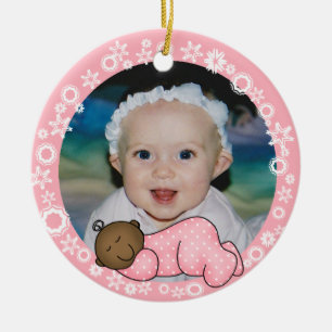 African  American Pink 1st Christmas Ornament