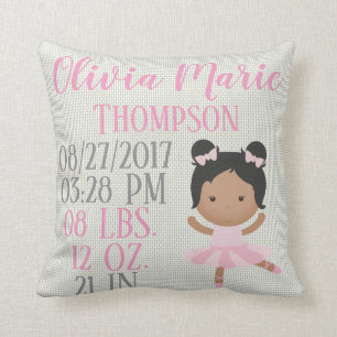African American Pink Ballerina Ballet Dance Birth Cushion