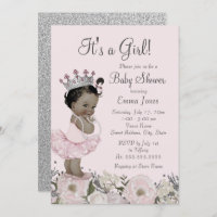 African American Pink Floral Princess Baby Shower