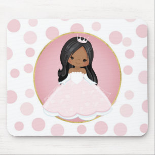 African American Pink Princess Mouse Mat