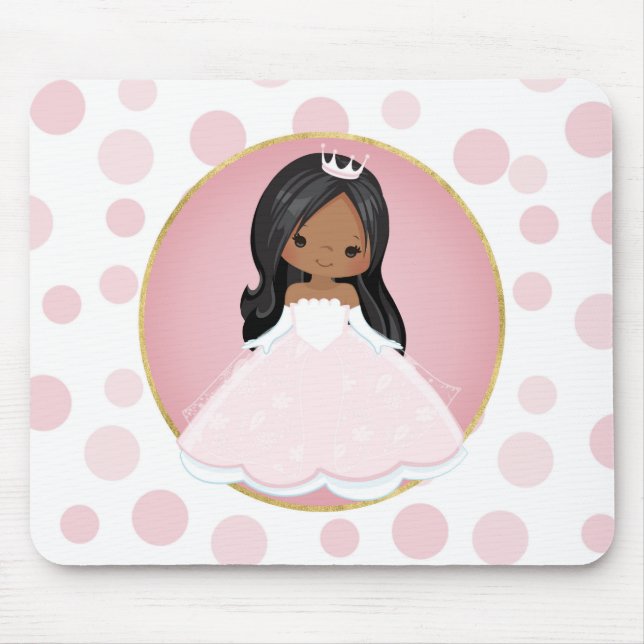 African American Pink Princess Mouse Mat (Front)