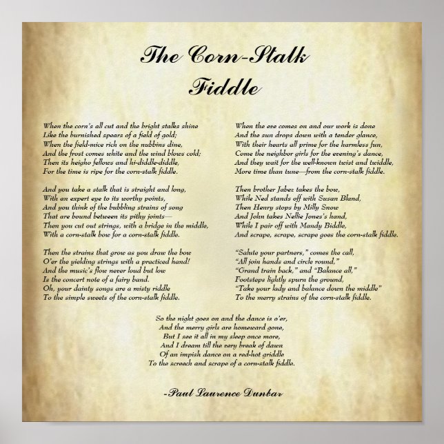 African American Poetry The Corn-Stalk Fiddle Poster (Front)
