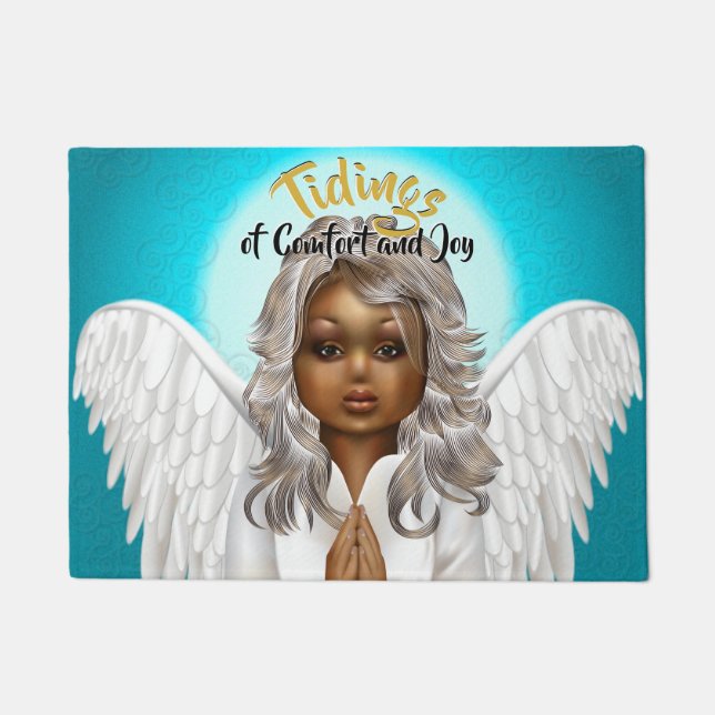 African American Praying Angel Doormat (Front)