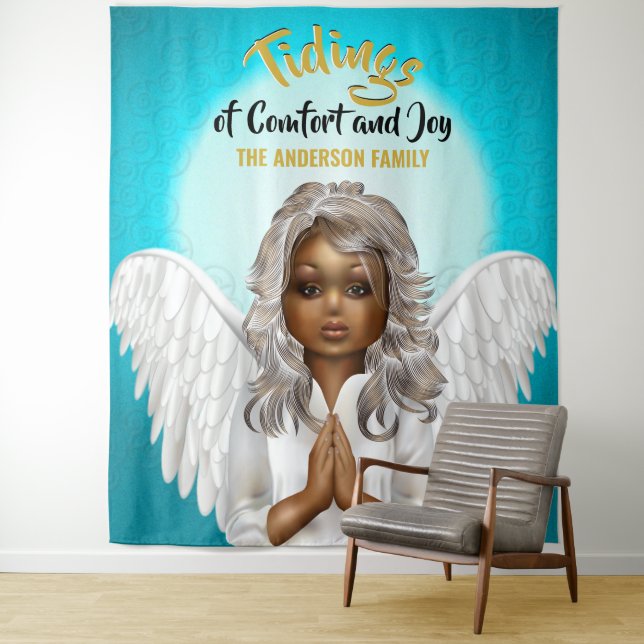 African American Praying Angel Tapestry (In Situ)