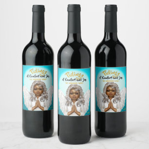 African American Praying Angel Wine Label