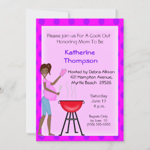 African American Pregnant Mum Cookout Invitation