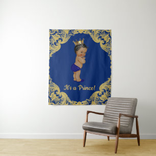 African American Prince Baby Shower Backdrops Tapestry