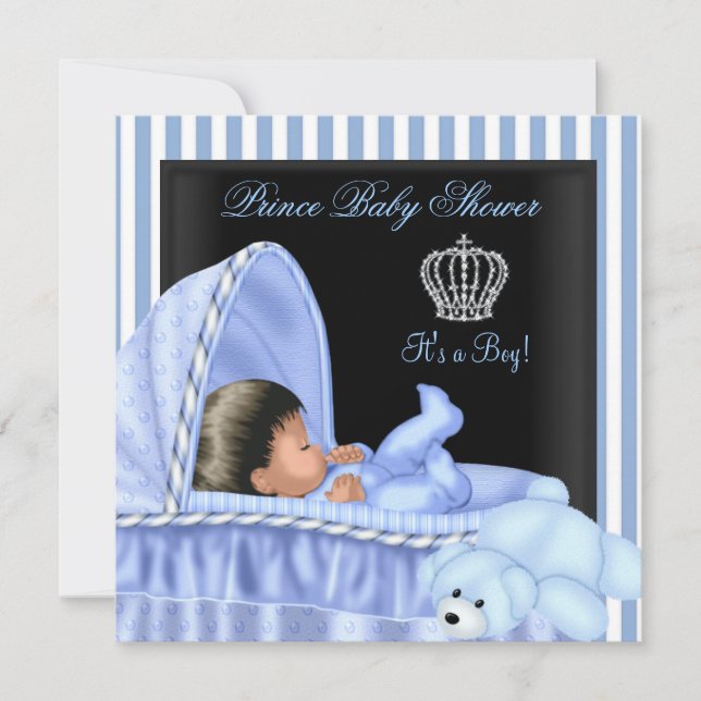 African American Prince Baby Shower Boy Bassinette Invitation (Front)