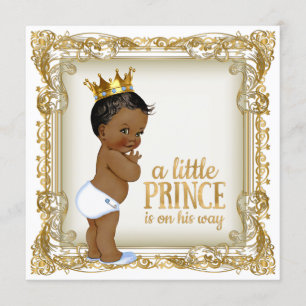 African American Prince Baby Shower Ethnic Boy Invitation