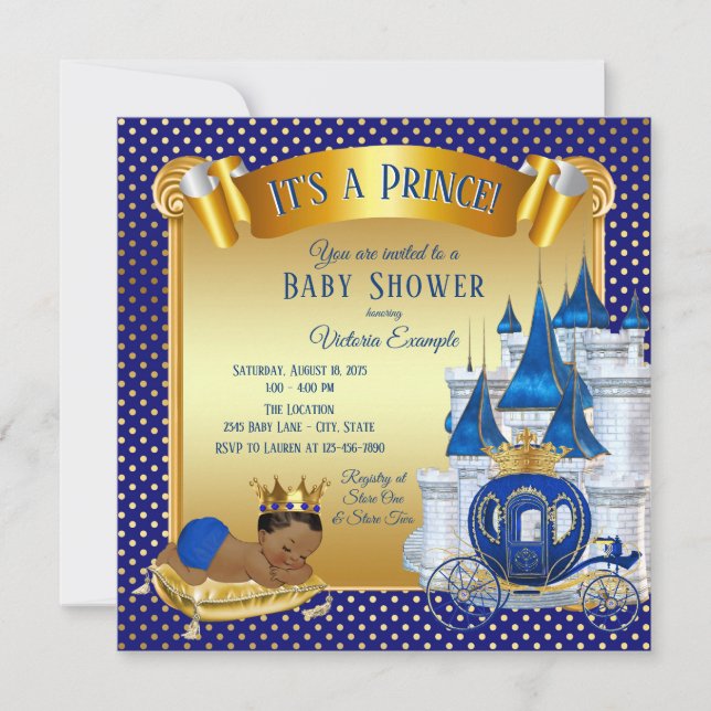 African American Prince Baby Shower Invitations (Front)