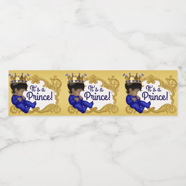 African American Prince Baby Water Bottle Labels (Single Label)