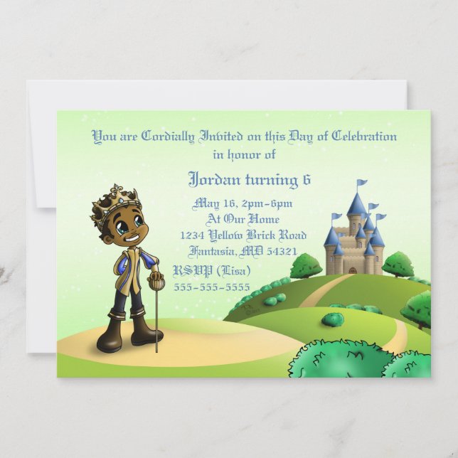 African American Prince Birthday Party Invitation (Front)