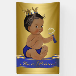 African American Prince Boy Baby Shower Banner