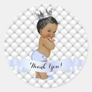 African American Prince Diamonds Jewels Crown Blue Classic Round Sticker