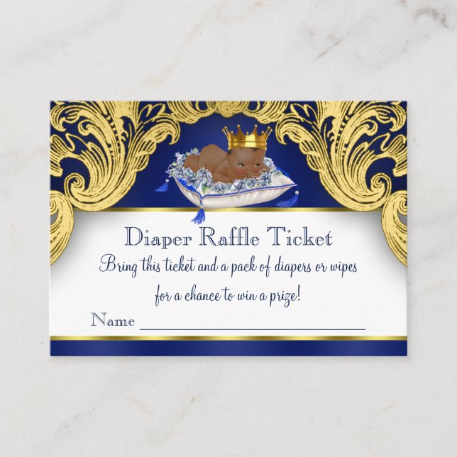 African American Prince Diaper Raffle Tickets Enclosure Card (Front)