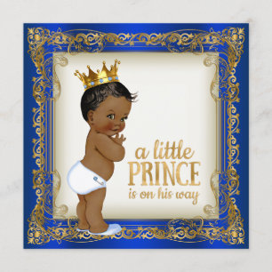 African American Prince Ethnic Boy Baby Shower Invitation