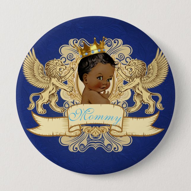 African American Prince Royal Blue and Gold Button (Front)
