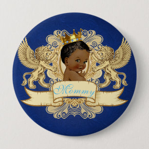 African American Prince Royal Blue and Gold Button
