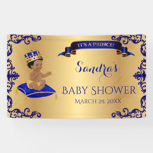 African American Prince Royal Blue Gold Banner (Horizontal)