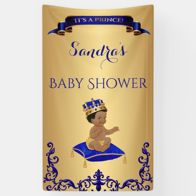 African American Prince Royal Blue Gold Banner (Vertical)